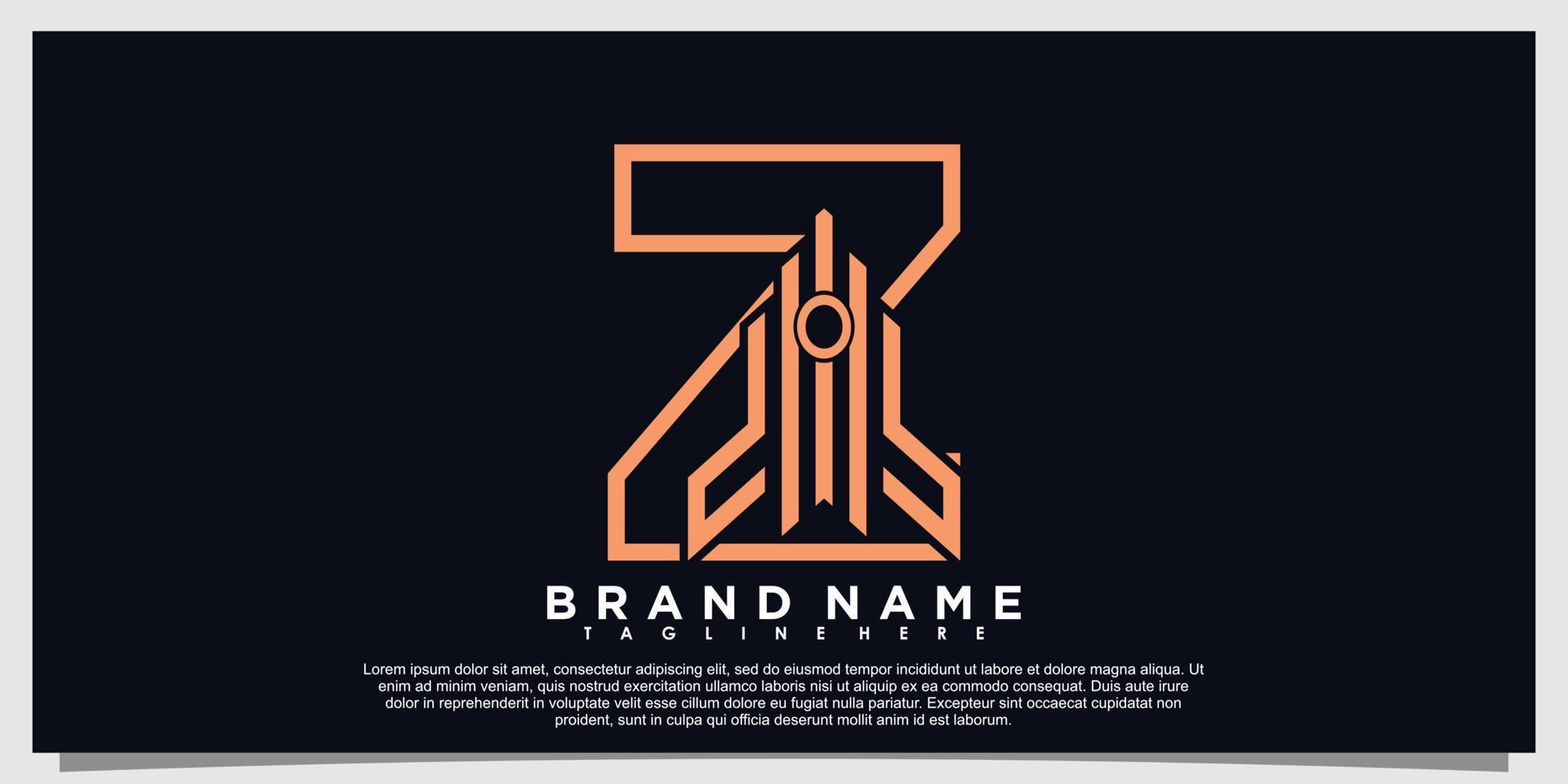 letter logo design with rocket  concept vector