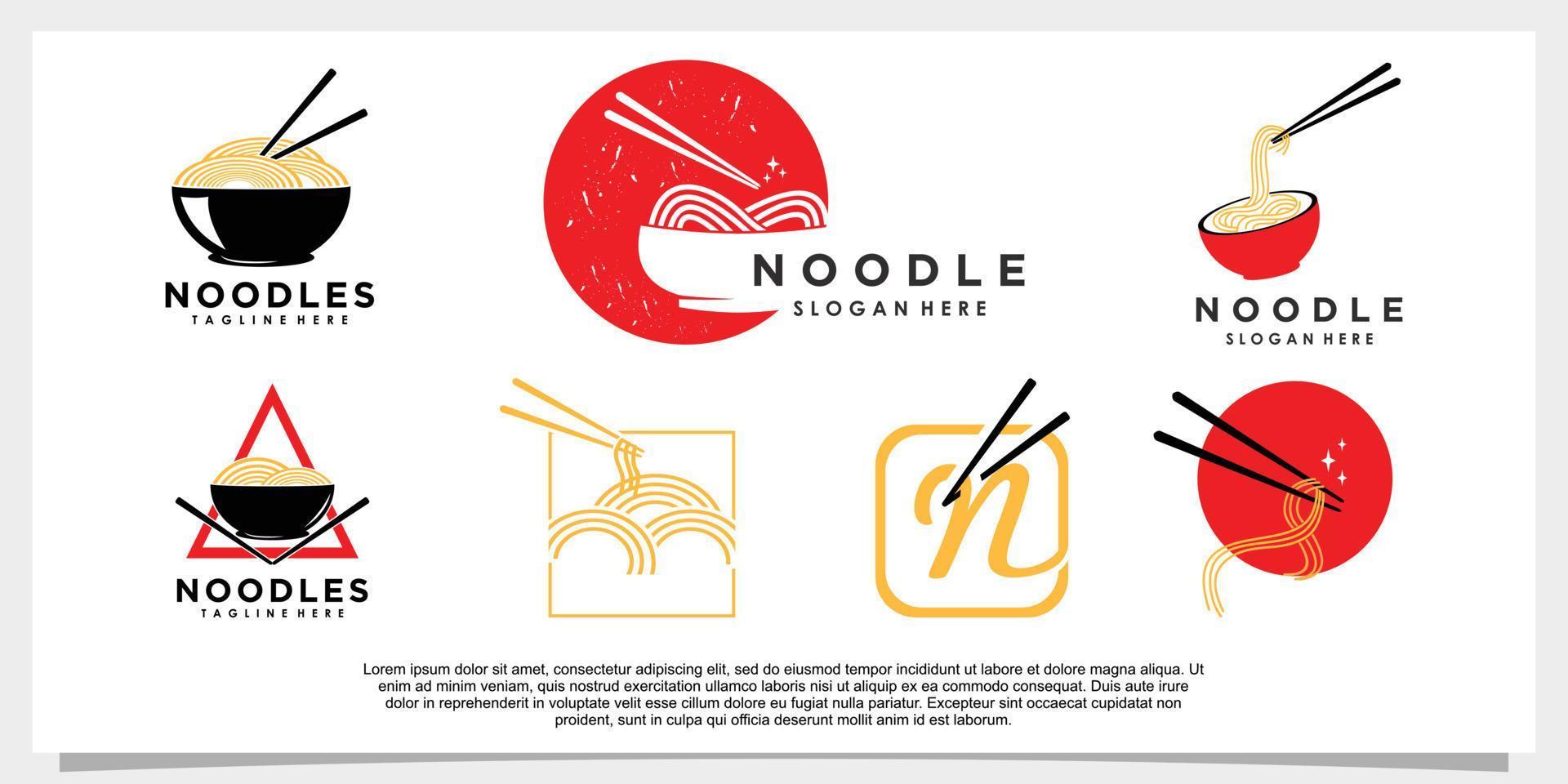 set of noodle logo design with modern concept template vector