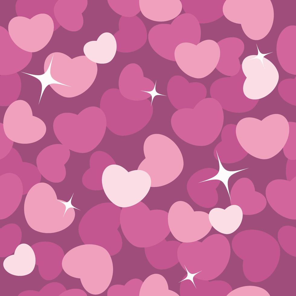 vector seamless pattern with hearts and highlights