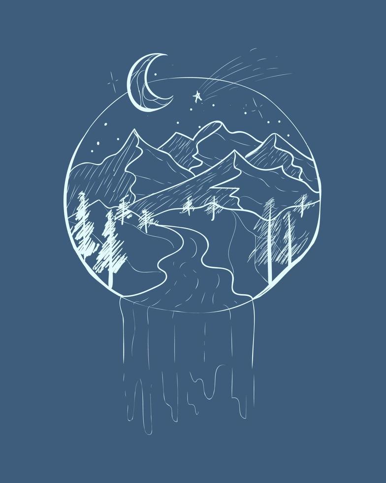 Illustration Mountain Shape Hand Drawn vector