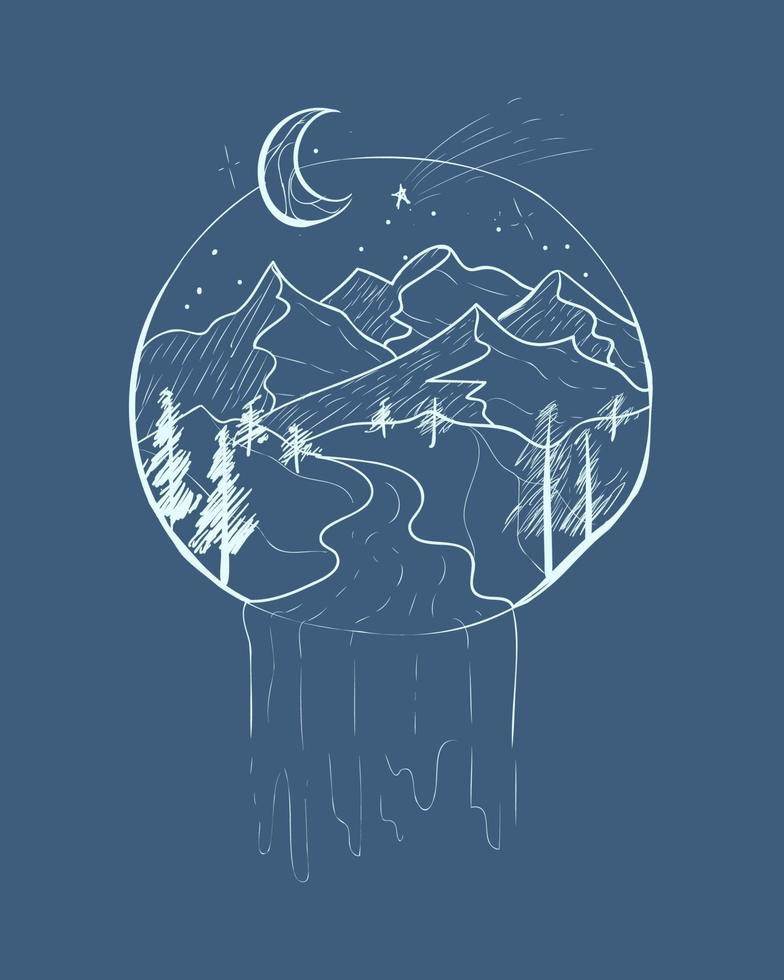 dibujado a mano ilustración montaña forma vector