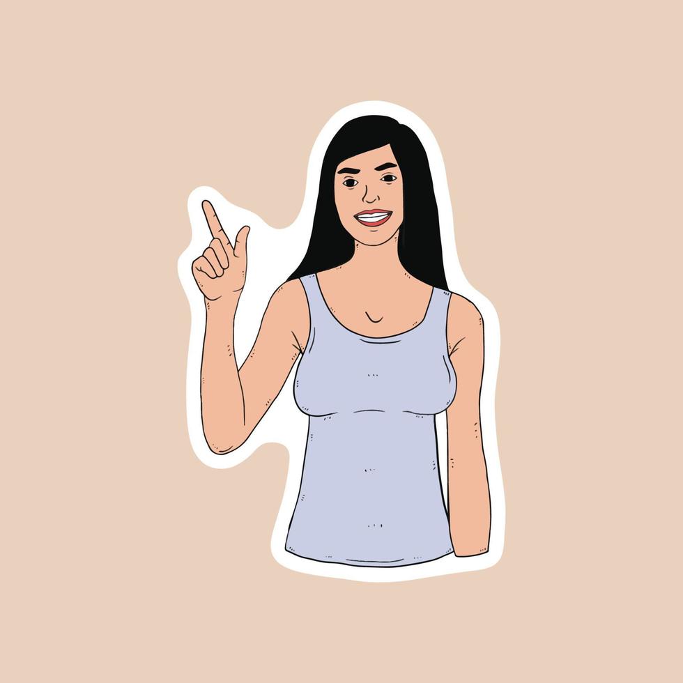 woman with finger pointing right vector