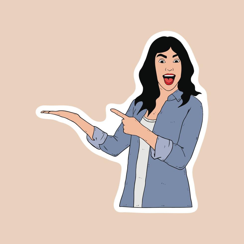 woman by pointing and introducing vector