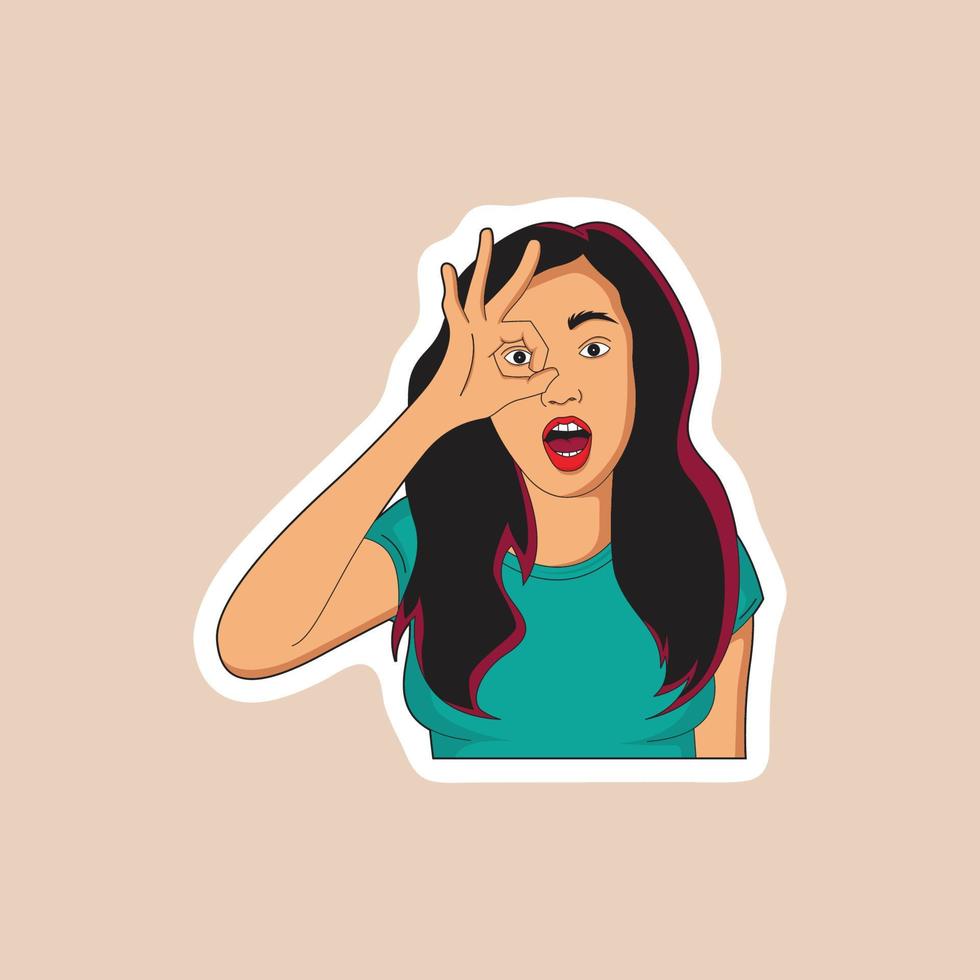 girl with curled index finger vector