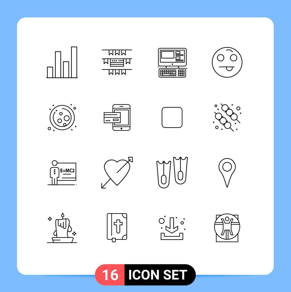 16 Outline concept for Websites Mobile and Apps payment science system molecule happy Editable Vector Design Elements