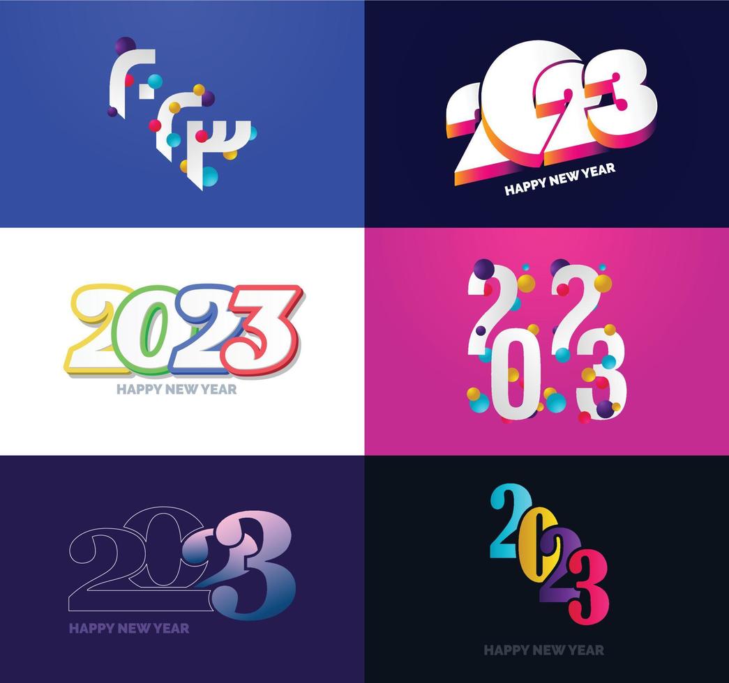Big Collection of 2023 Happy New Year symbols Cover of business diary for 2023 with wishes vector