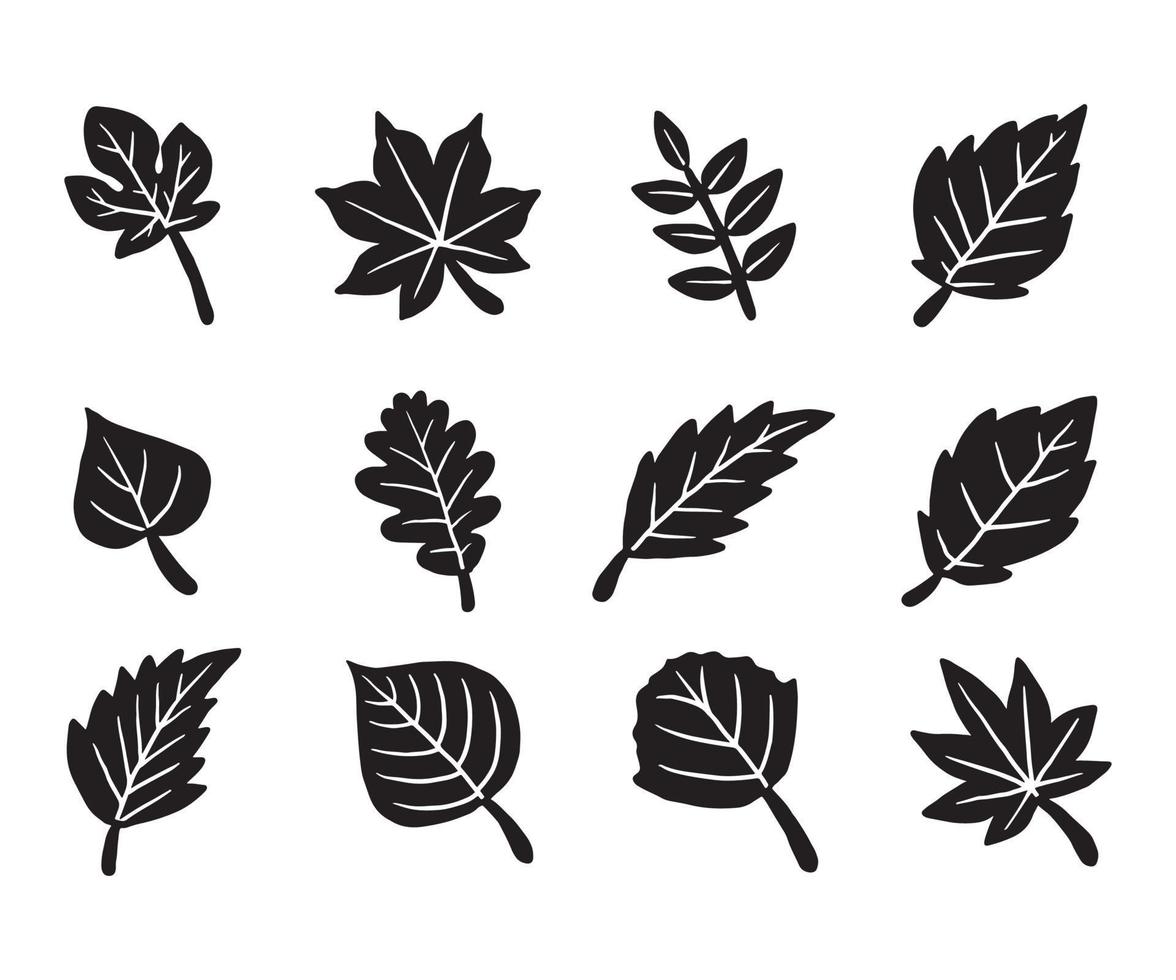 icono de doodle de hoja de otoño seco vector