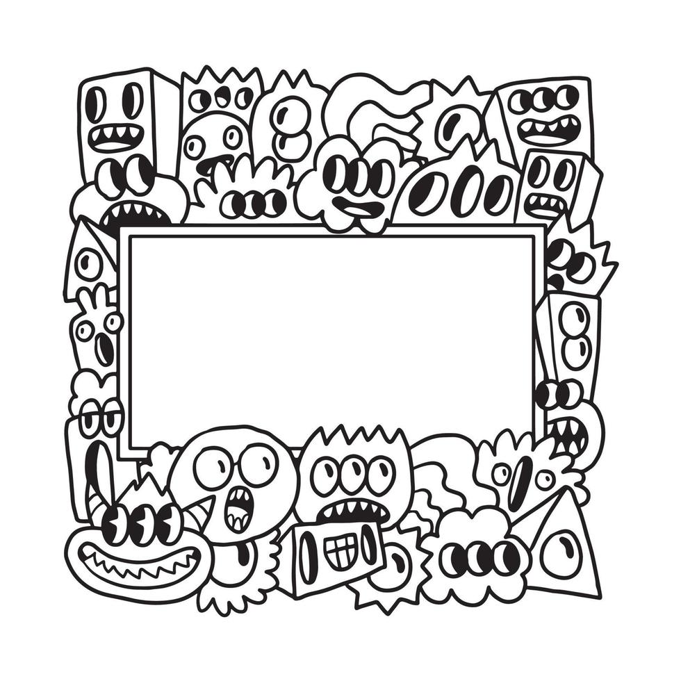 marco de arte de doodle abstrack dibujado a mano vector