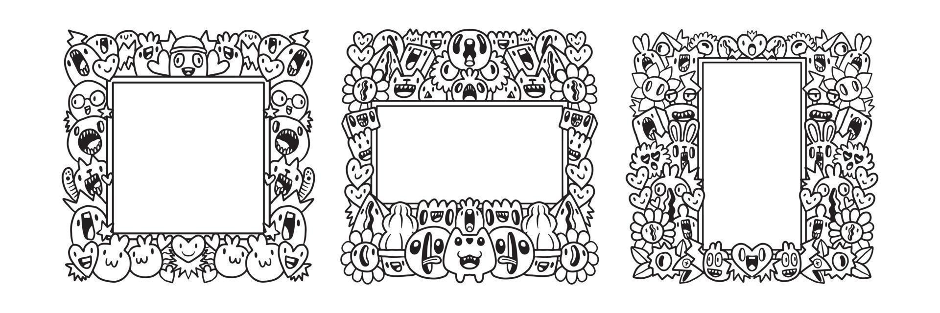 Hand drawn Abstrack doodle art frame Collection vector