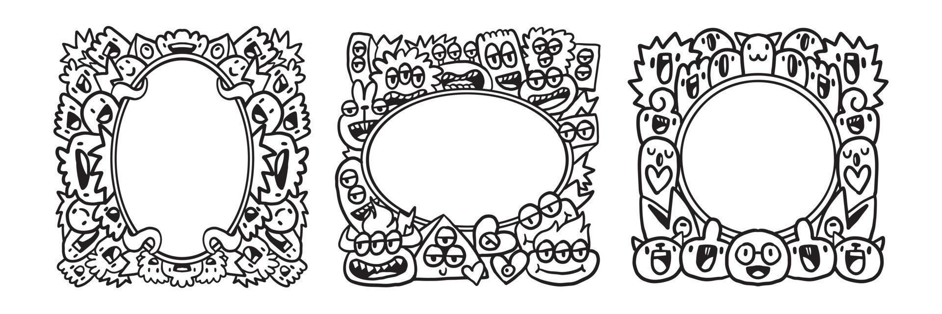 Hand drawn Abstrack doodle art frame Collection vector