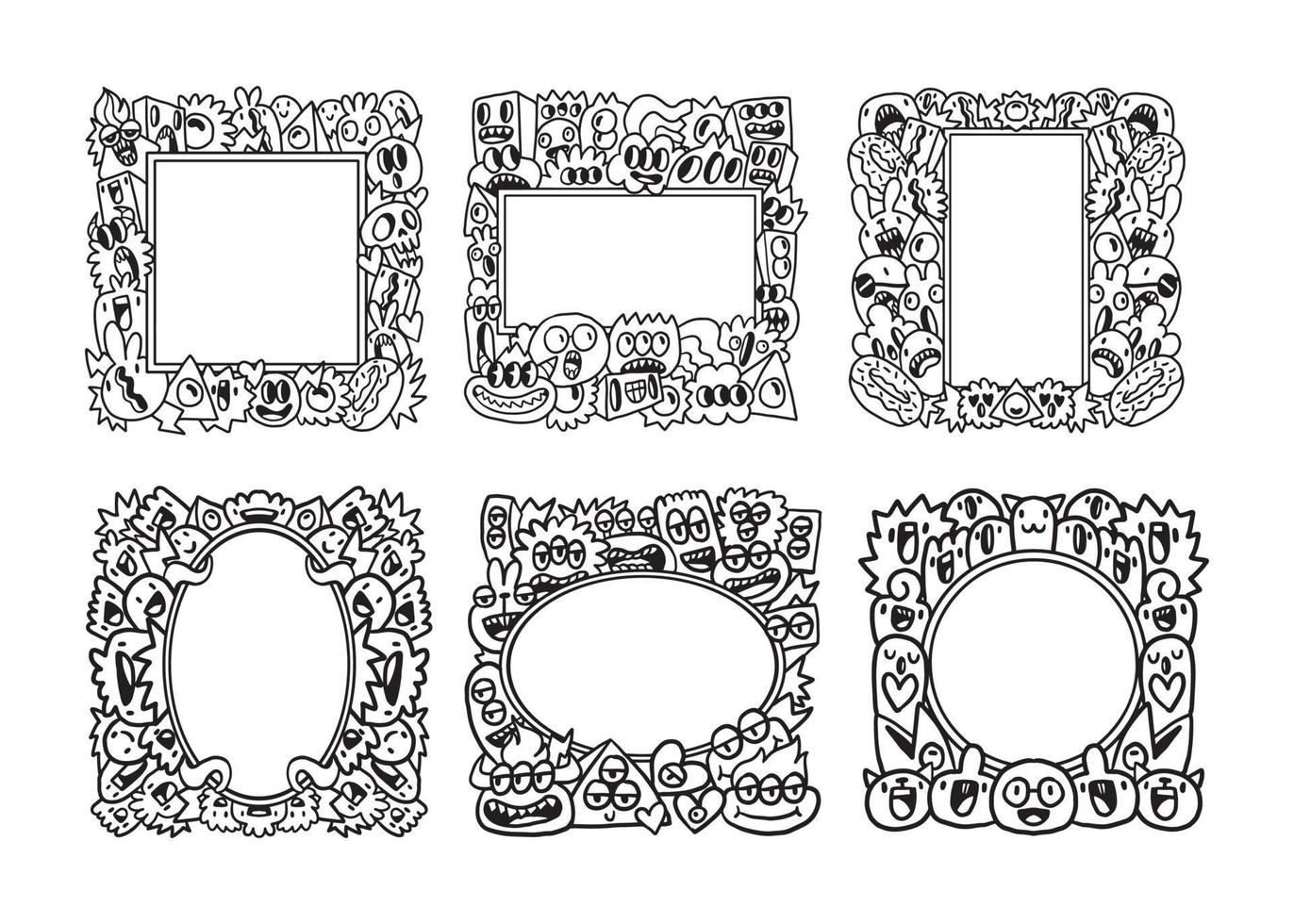Hand drawn Abstrack doodle art frame Collection vector