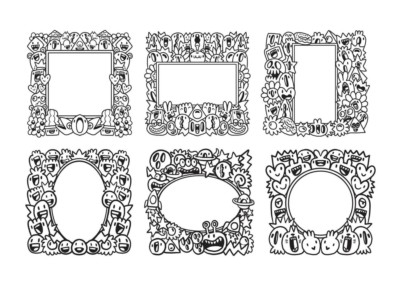 Hand drawn Abstrack doodle art frame Collection vector