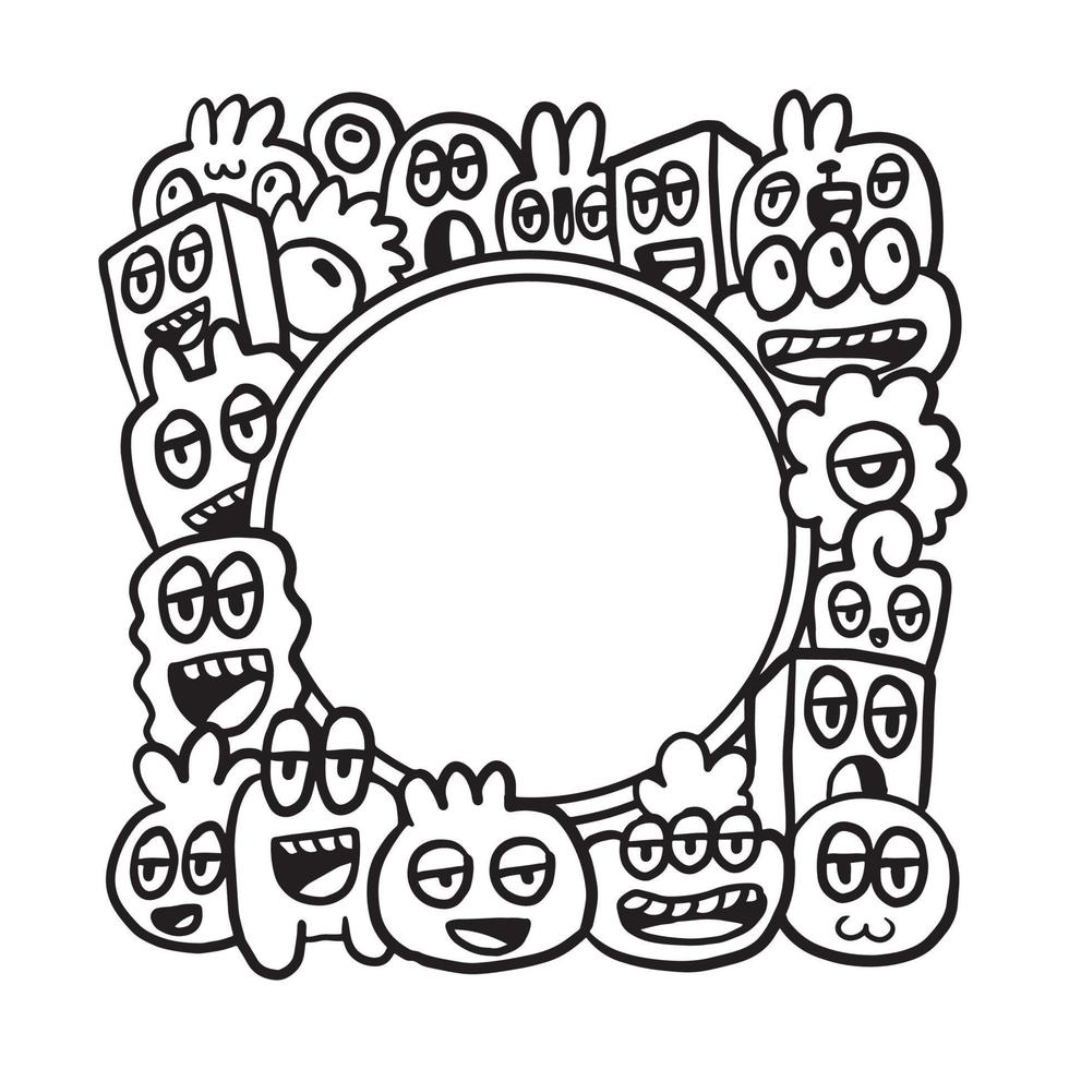 Hand drawn Doodle art circle frame vector