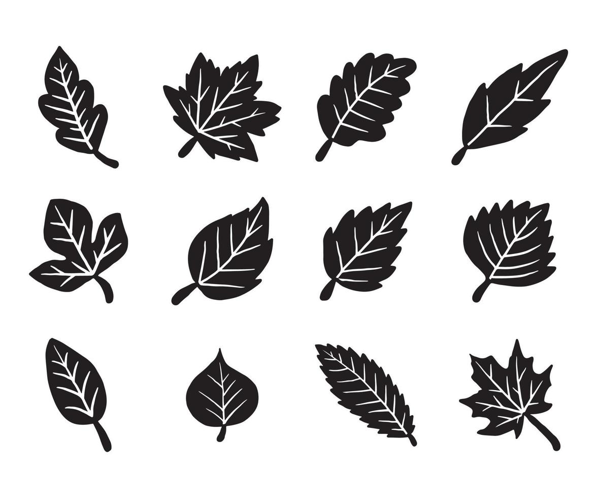 icono de doodle de hoja de otoño seco vector