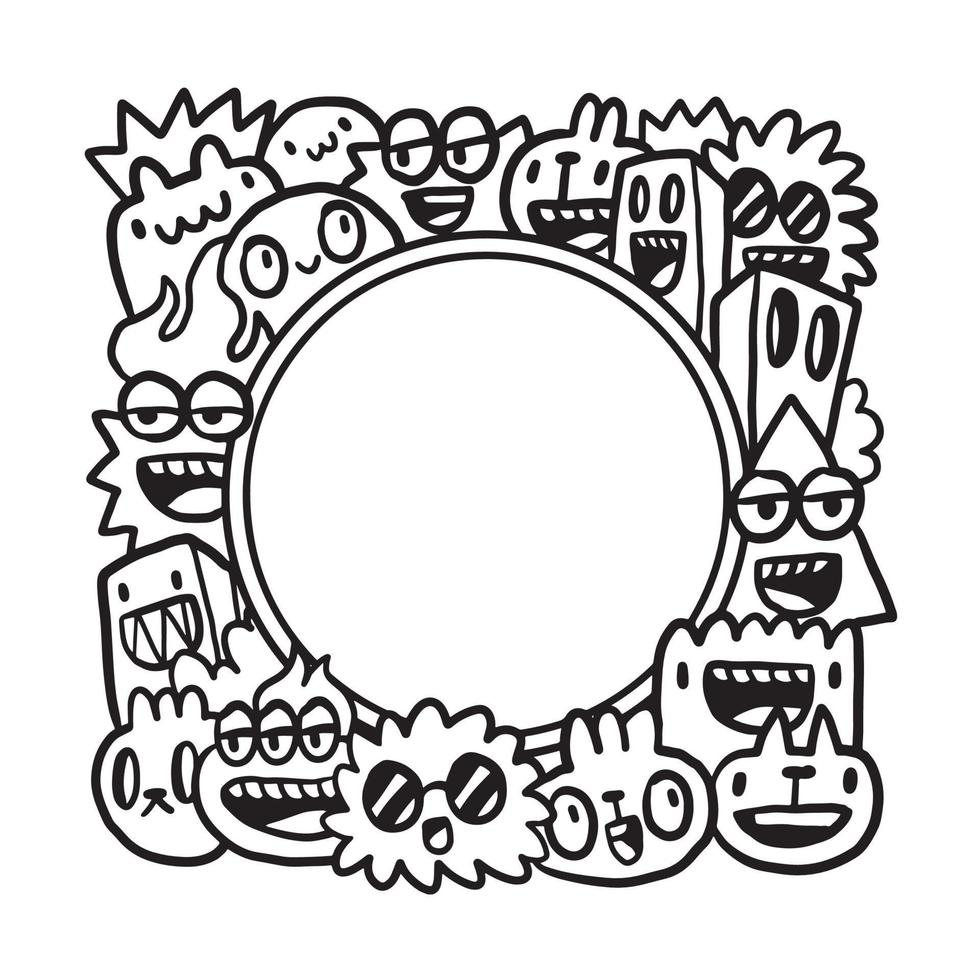 Hand drawn Doodle art circle frame vector