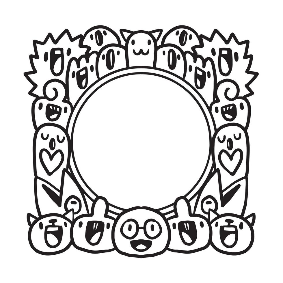 Hand drawn Doodle art circle frame vector
