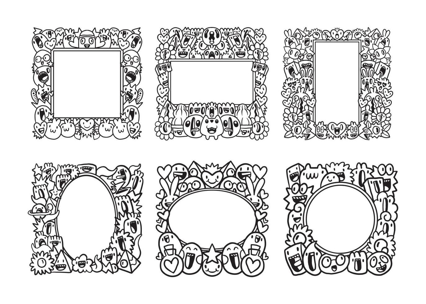 Hand drawn Abstrack doodle art frame Collection vector