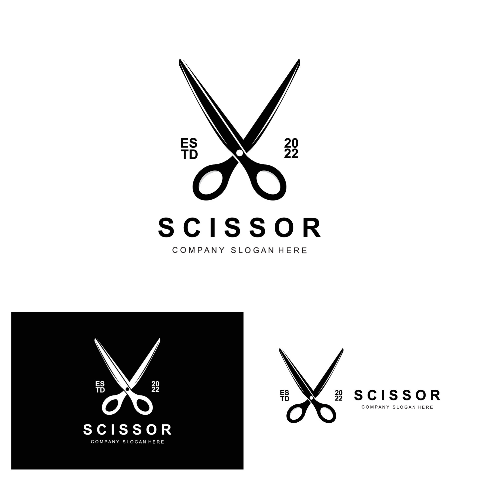 Scissors Logo Design, Vector Illustration Cutting Tool Icon Sticker