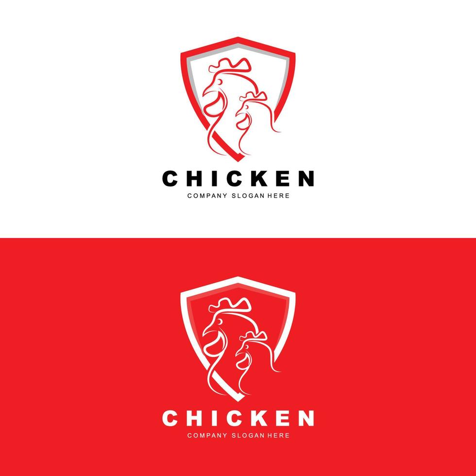 logotipo de pollo, vector de animales de granja, diseño para granja de pollos, restaurante de pollo frito, cafetería