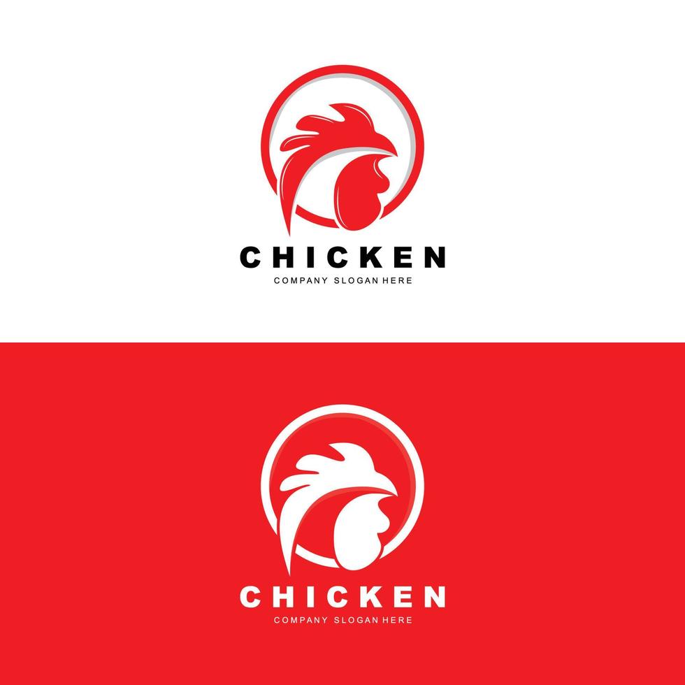 logotipo de pollo, vector de animales de granja, diseño para granja de pollos, restaurante de pollo frito, cafetería