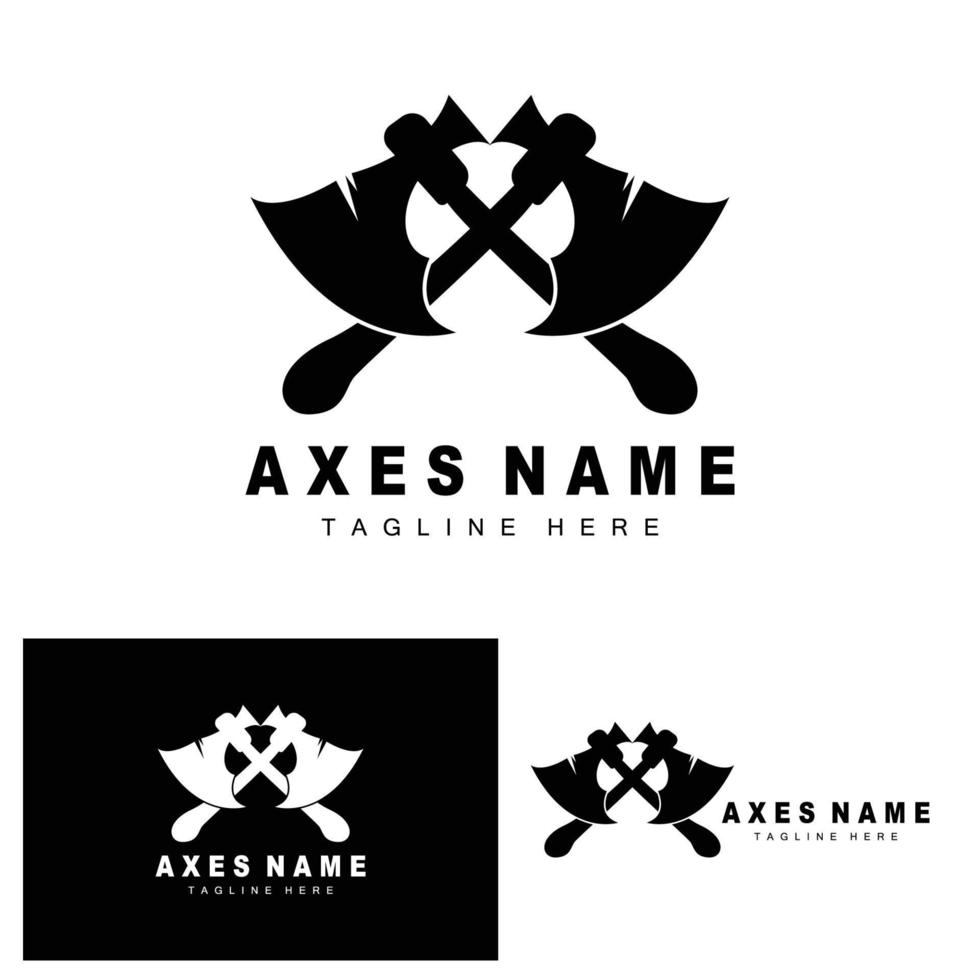 Ax Logo Design, War Tool Illustration and Woodcutter Vector