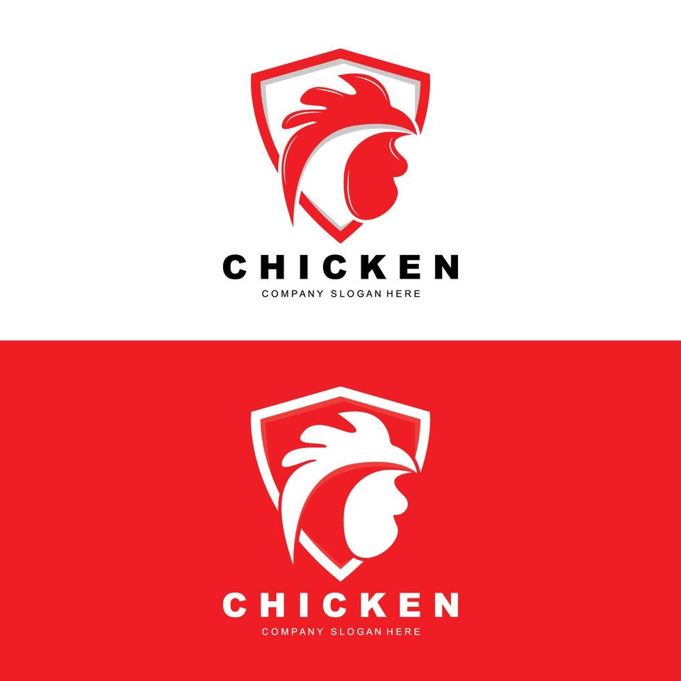 logotipo de pollo, vector de animales de granja, diseño para granja de pollos, restaurante de pollo frito, cafetería