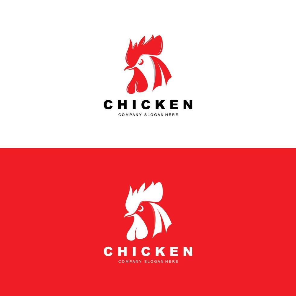 logotipo de pollo, vector de animales de granja, diseño para granja de pollos, restaurante de pollo frito, cafetería