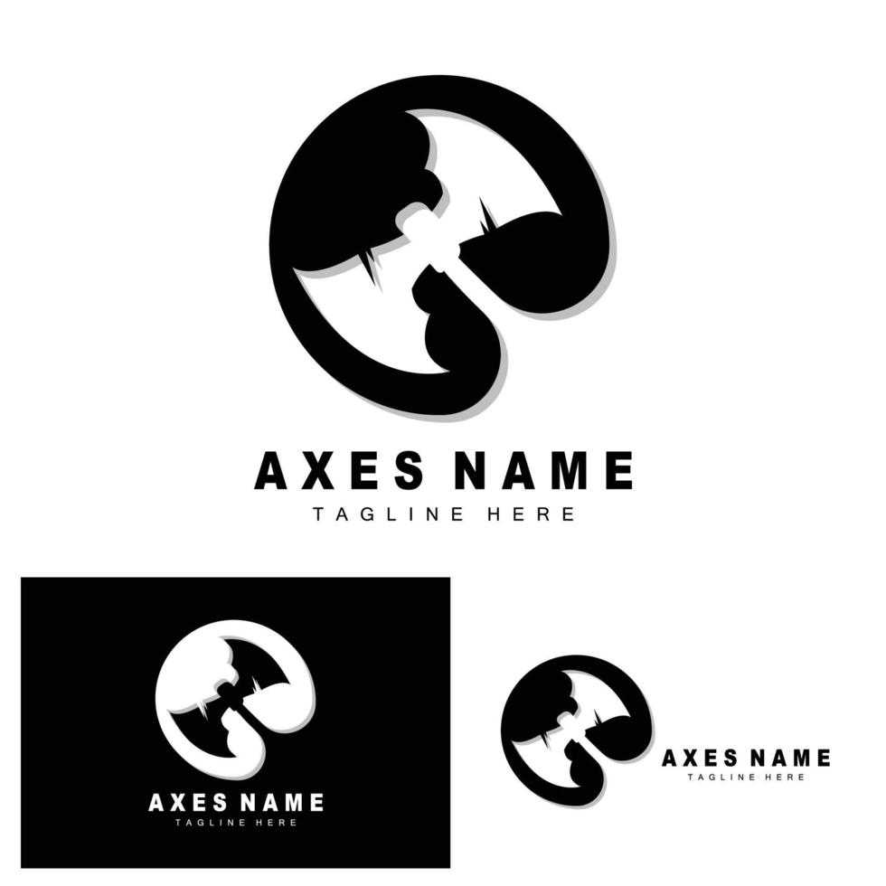 Ax Logo Design, War Tool Illustration and Woodcutter Vector