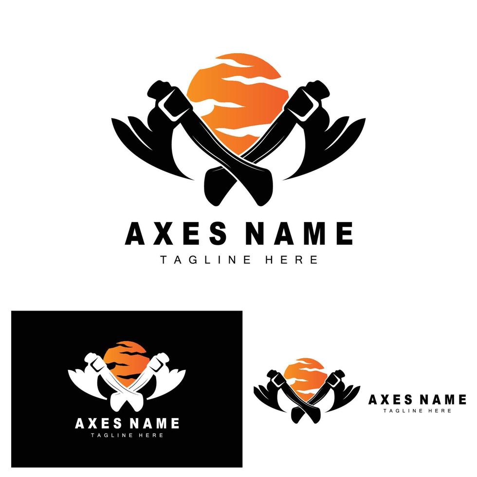 Ax Logo Design, War Tool Illustration and Woodcutter Vector