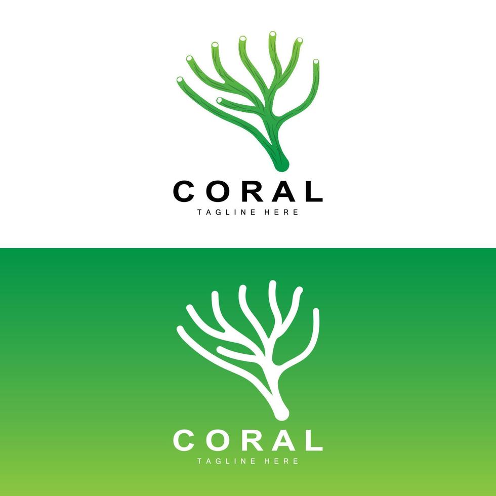 logotipo de coral, plantas marinas colocan animales marinos, vectores oceánicos, íconos de algas marinas