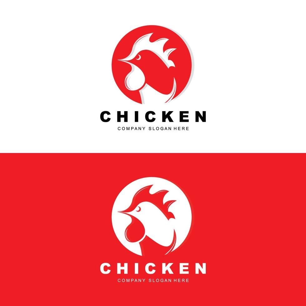 logotipo de pollo, vector de animales de granja, diseño para granja de pollos, restaurante de pollo frito, cafetería