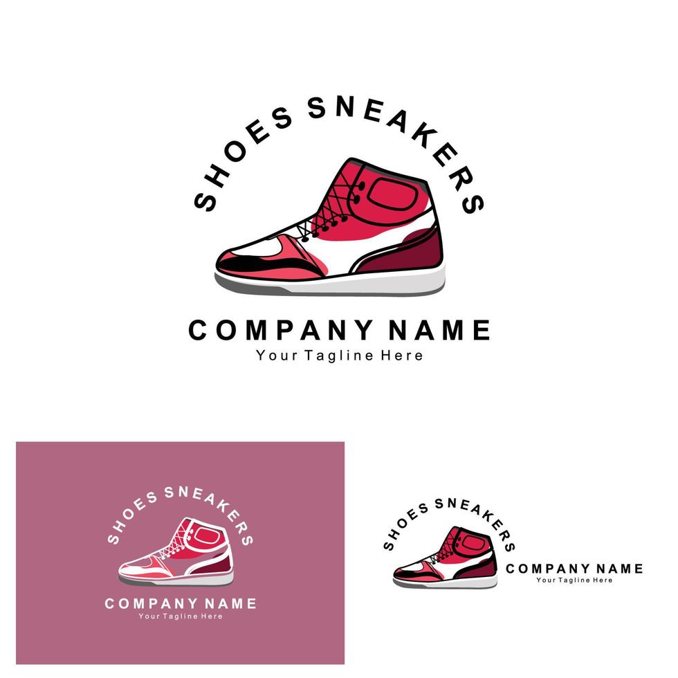 Sneakers Shoe Logo Design, vector illustration of trending youth footwear, simple funky concept