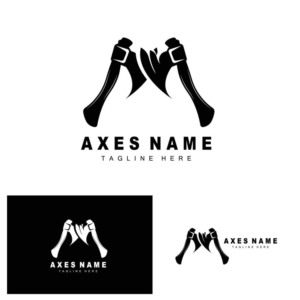 Ax Logo Design, War Tool Illustration and Woodcutter Vector