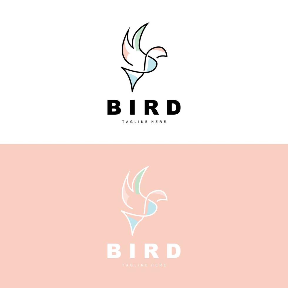 logotipo de pájaro, vector de alas de pájaro, diseño minimalista, para marca de producto, ilustración de icono de plantilla