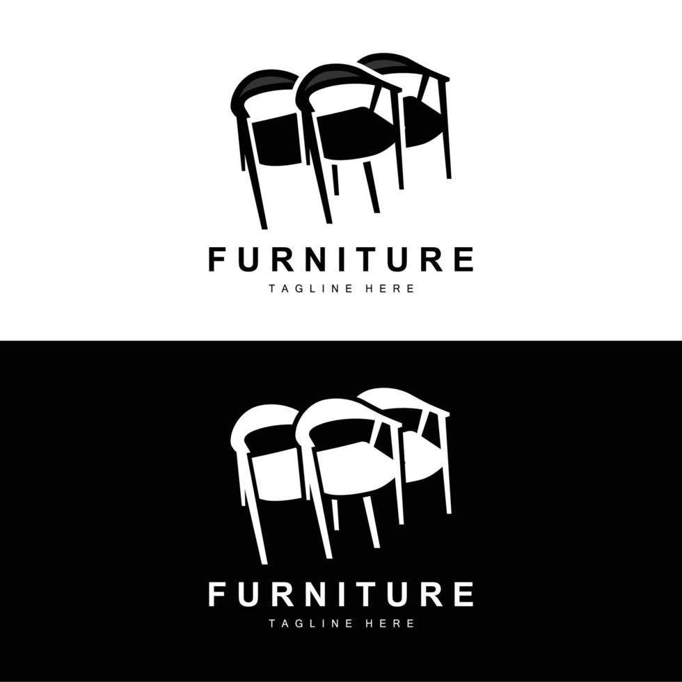 furniture logo, home furnishing design, room icon illustration, table, chair, lamp, frame, clock, flower pot vector