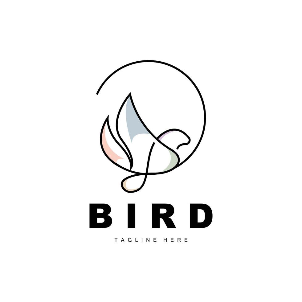 logotipo de pájaro, vector de alas de pájaro, diseño minimalista, para marca de producto, ilustración de icono de plantilla