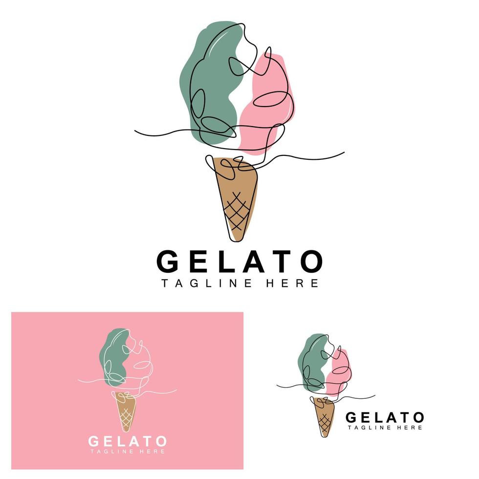 diseño de logotipo de helado, comida dulce y fría, productos de la empresa de marca vectorial vector