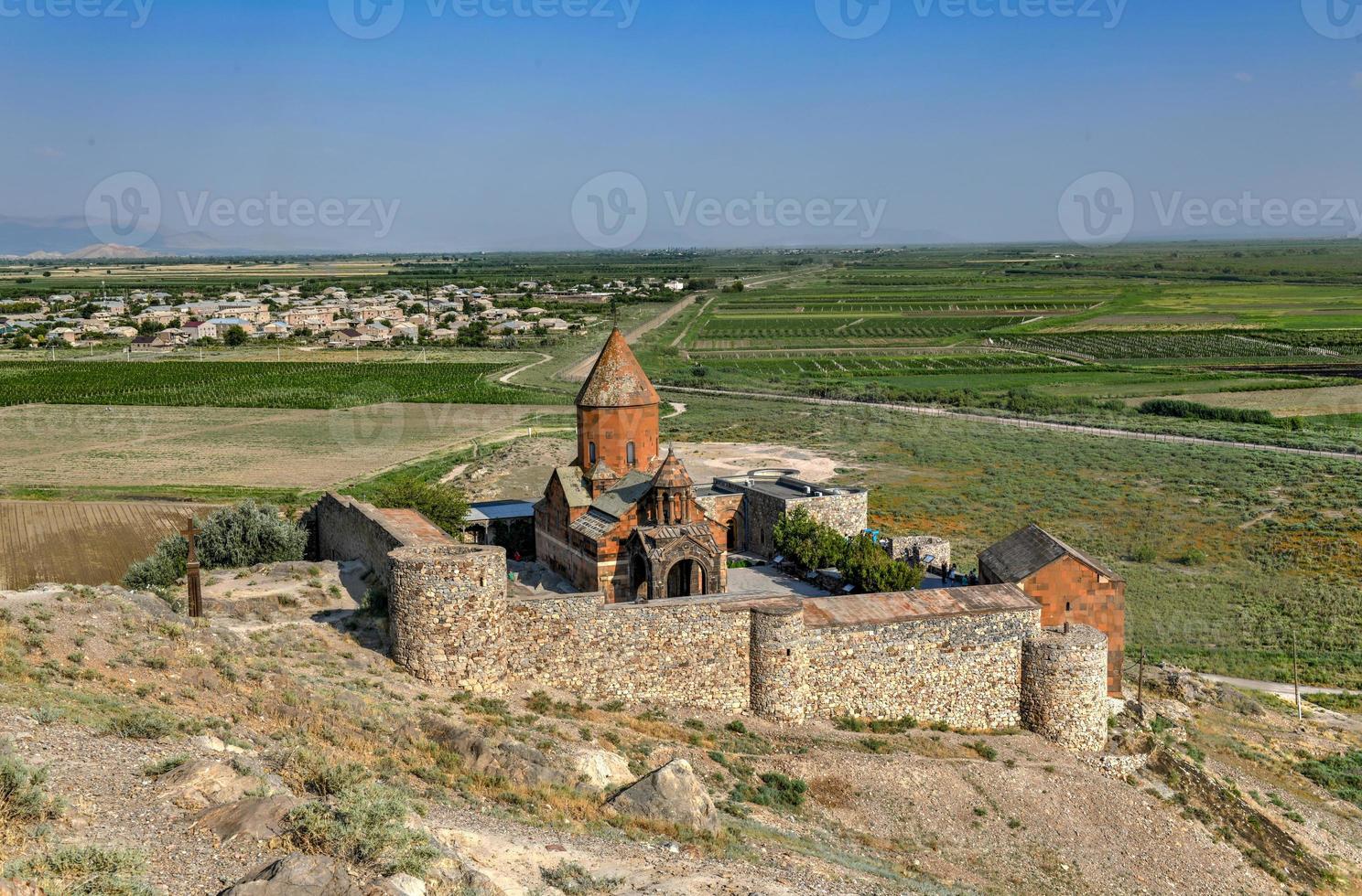 The ancient Khor Virap Monastery in Armenia.  It is located in the Ararat plain in Armenia. photo