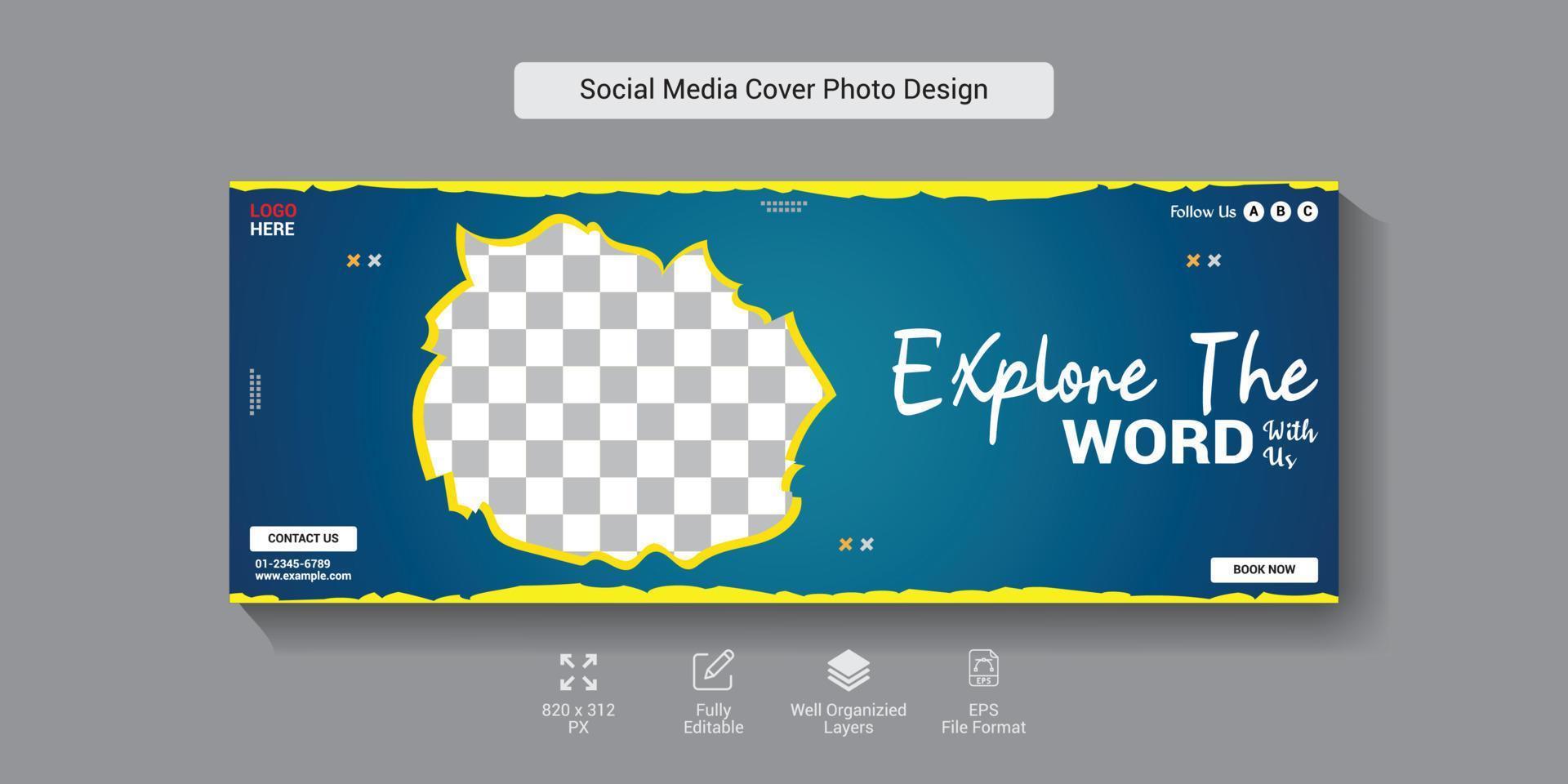 Tour and travel social media banner template design vector