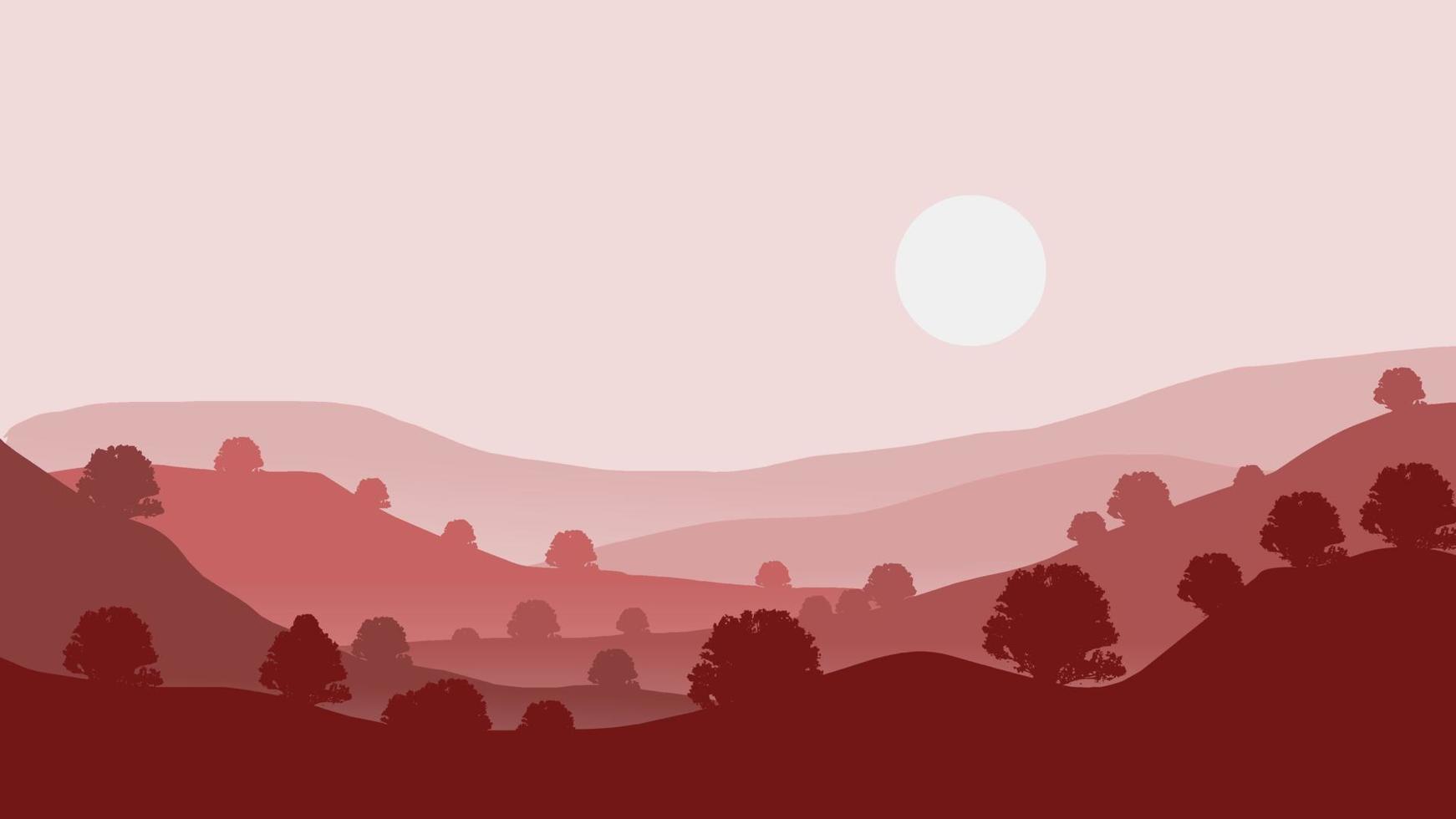 fondo de paisaje natural con árboles. ilustración vectorial de montañas. vector