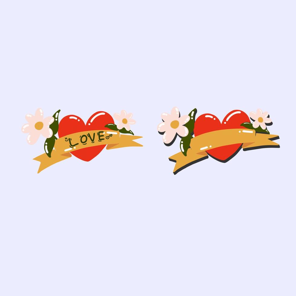vector illustration of a cartoon heart with flowers