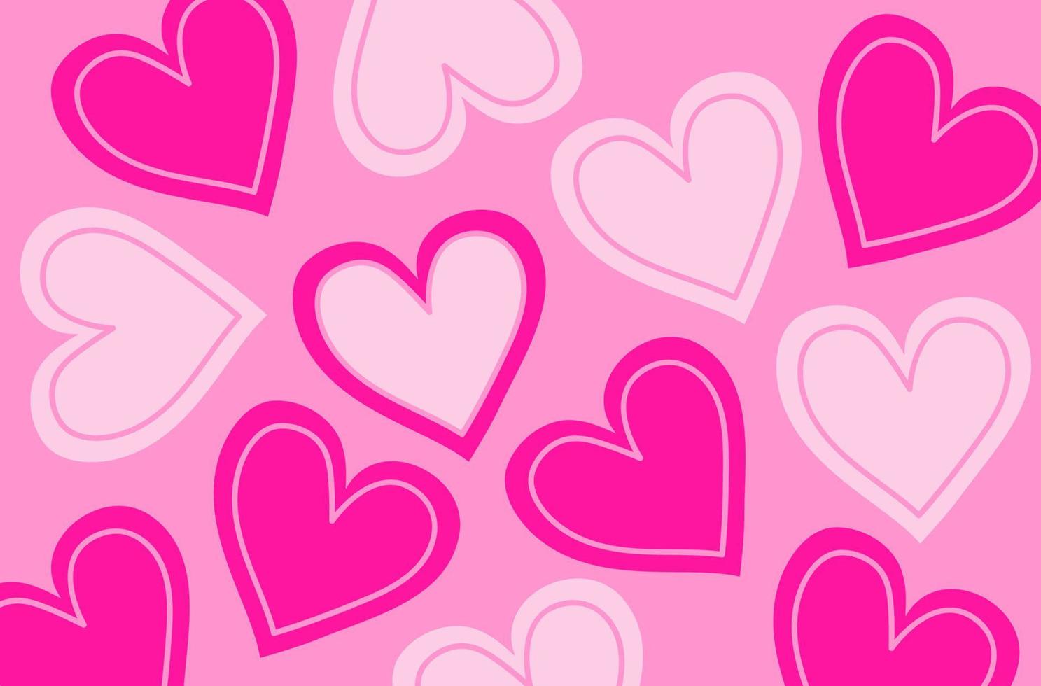 Pink heart love pattern vector illustration. Love and valentine