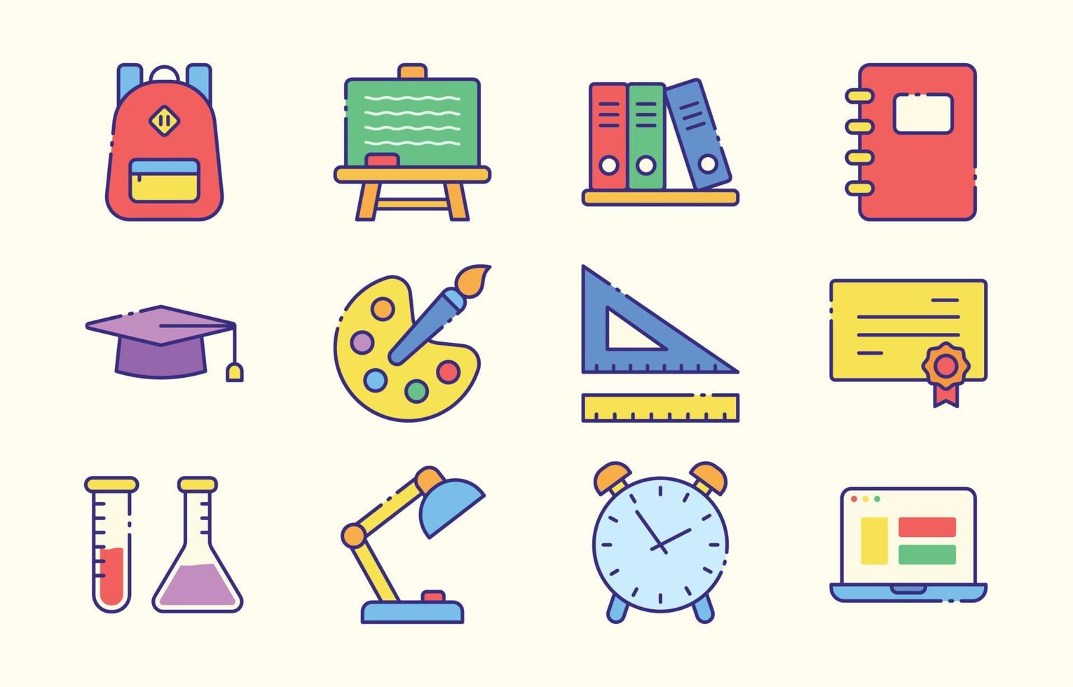 Education Scool Equipment Icon Collection vector