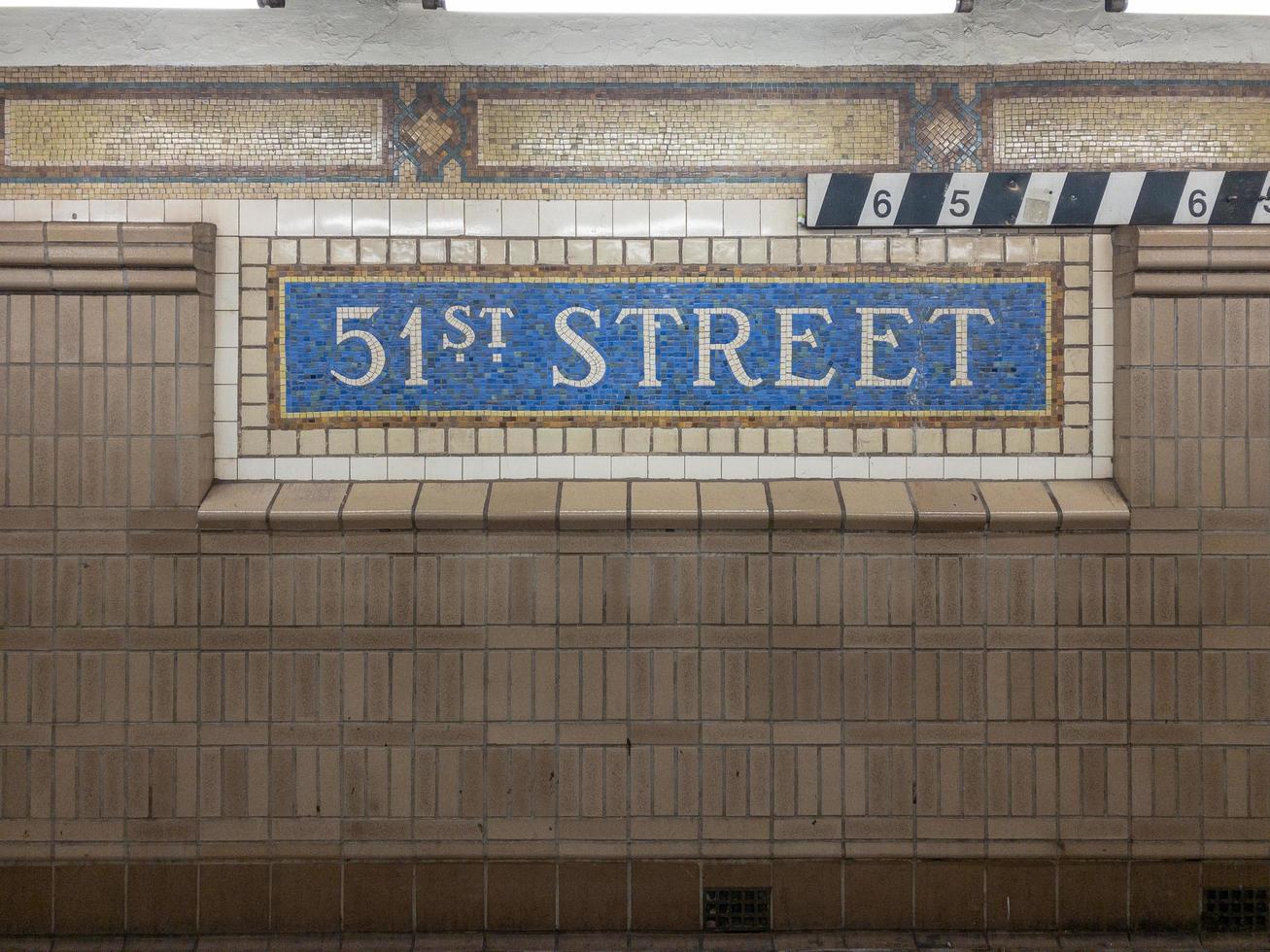 New York City - March 26, 2019 -  Sign for the 51st Street Subway stop along the New York City subway. photo