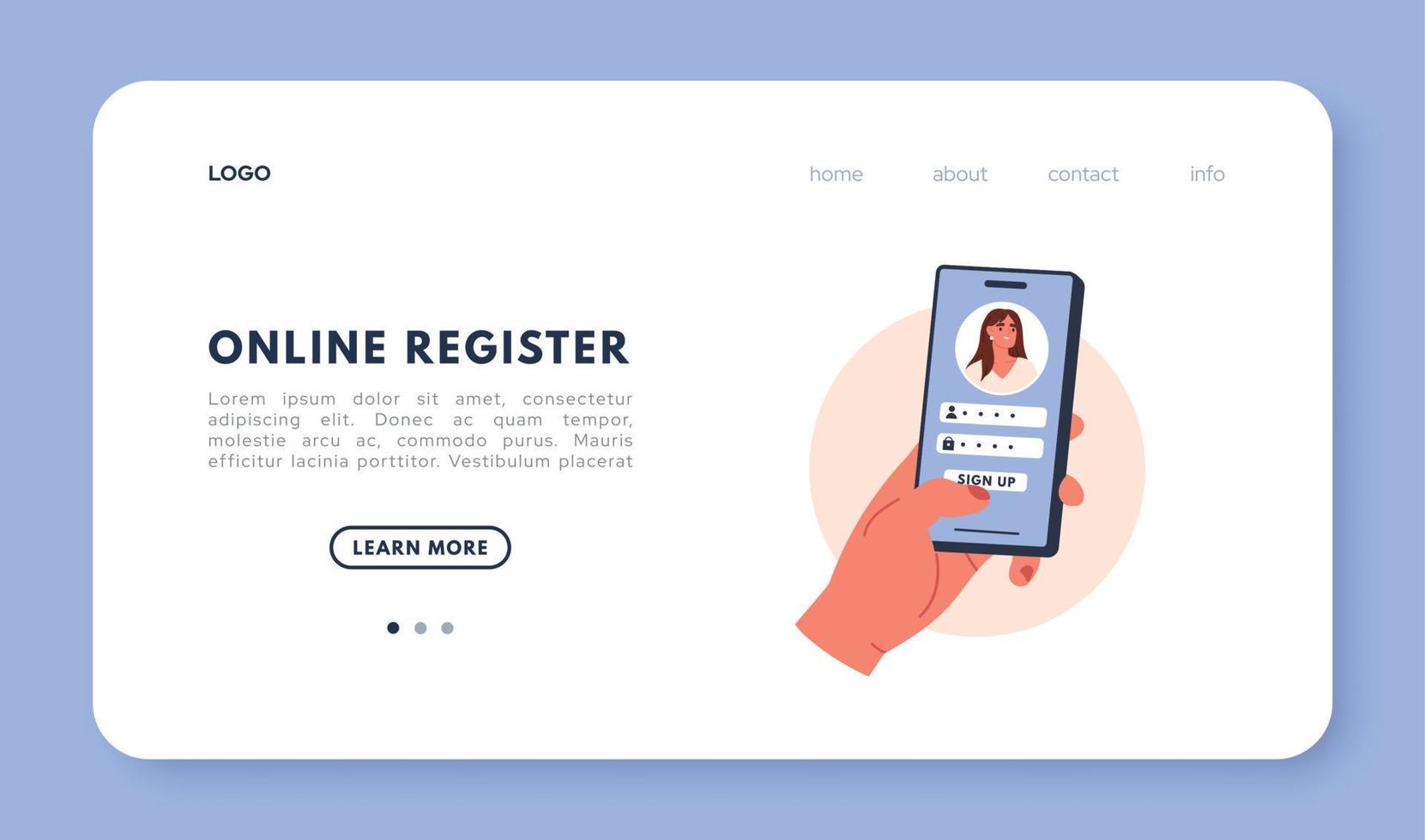 Online registration and sign up concept. Access to your account. Reliable information protection. Flat vector illustration