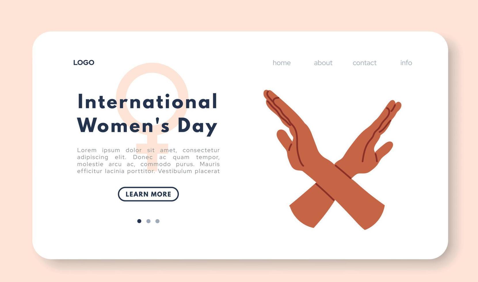 día internacional de la mujer. brazos cruzados para apoyar la igualdad de género. ilustración vectorial plana aislada sobre fondo blanco vector