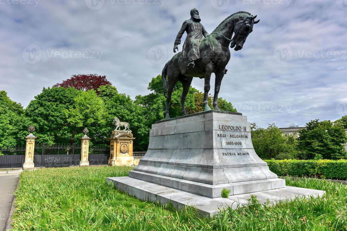 Equestrian statue of Leopold II, the second King of the Belgians, on Place du Trone photo