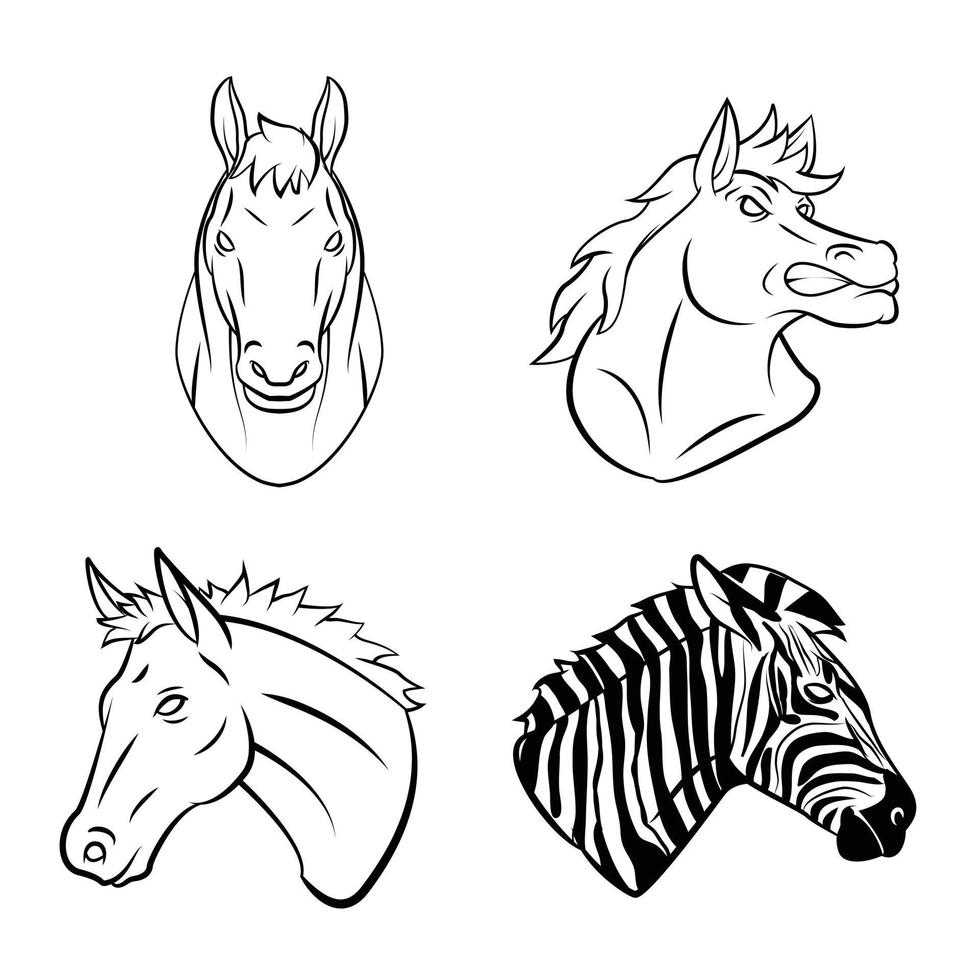 diseño de colección de caballos y cebras vector