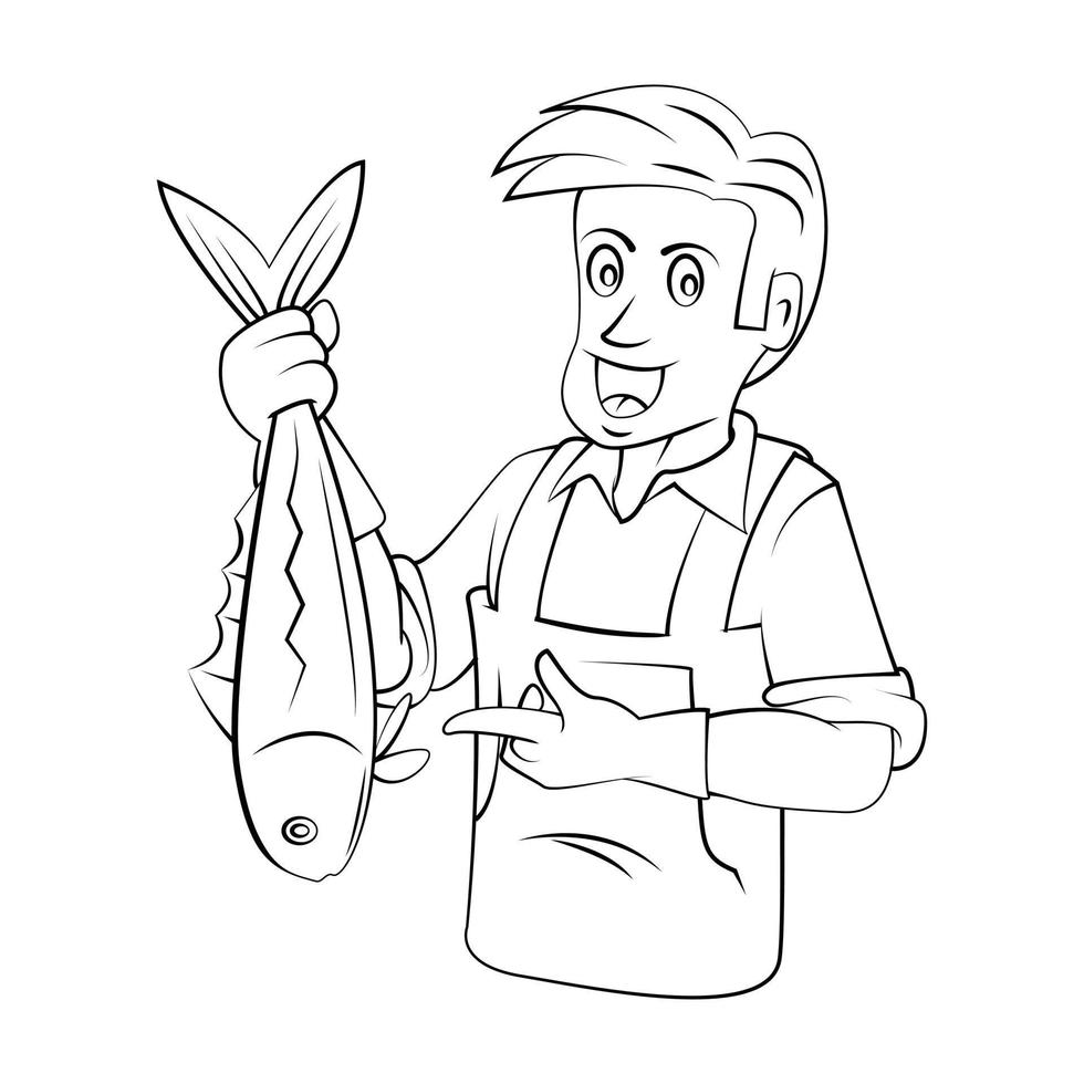 Fishmonger Sketch Illustration vector