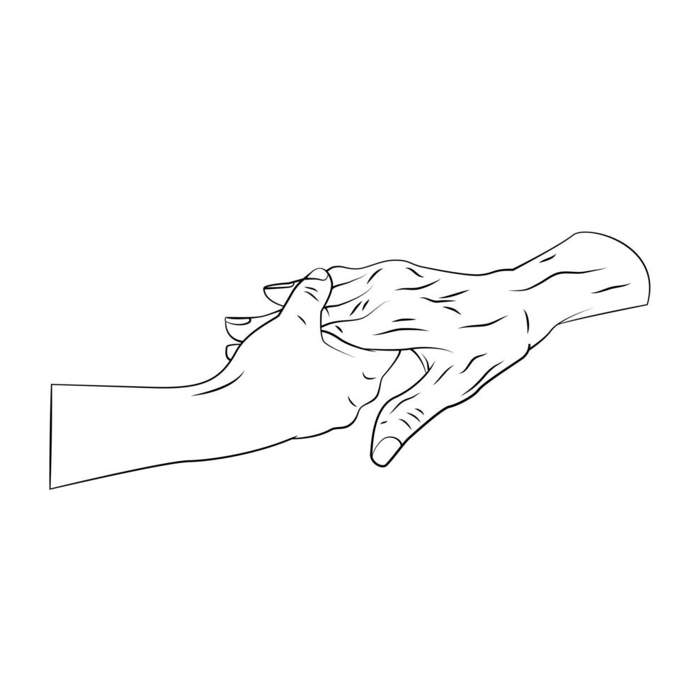 Care Hand For Old People Outline vector